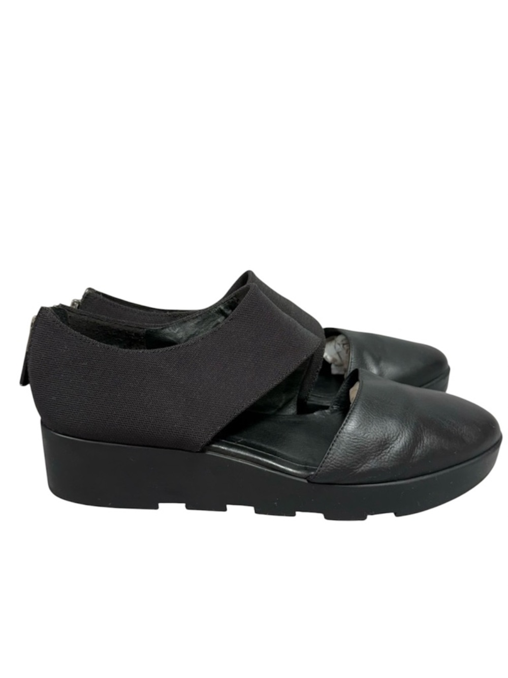 Eileen Fisher Turban 2 Black Platform Asymmetric Wedge Sandals